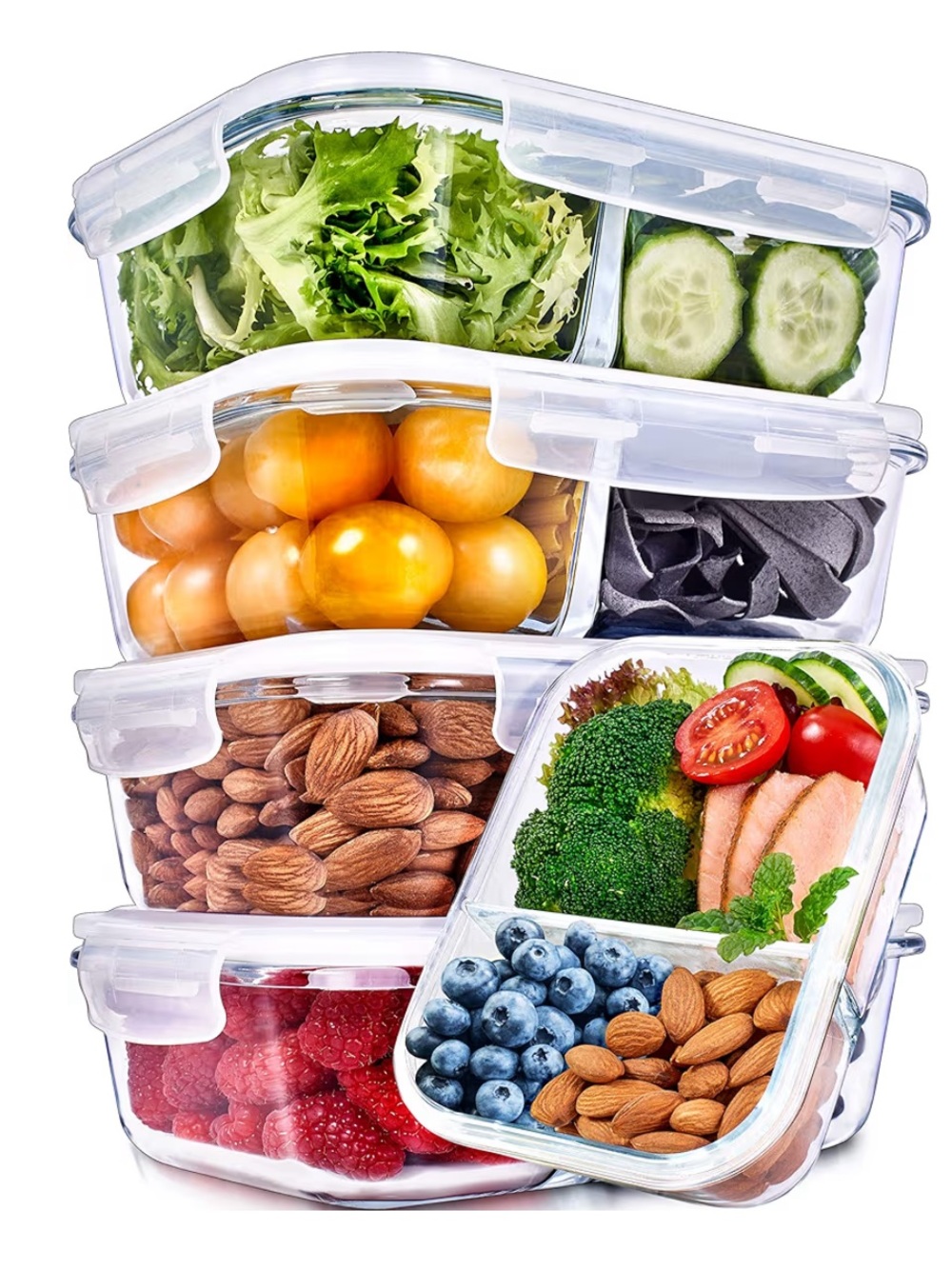 PrepNaturals 4 Pack 27 Oz Glass Meal Prep Containers